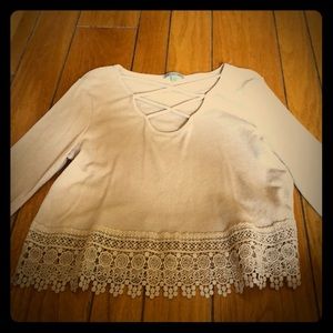 Charlotte Russe Long Sleeve Blush Crop Top